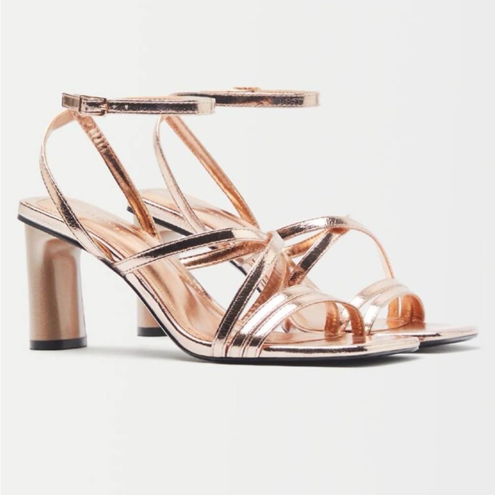 ASOS Berksha Gold Metallic Strappy Heels